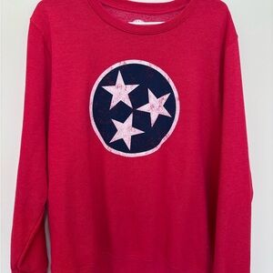 State Red Crewneck Sweatshirt with Stars Emblem Tennessee State Flag Size XL